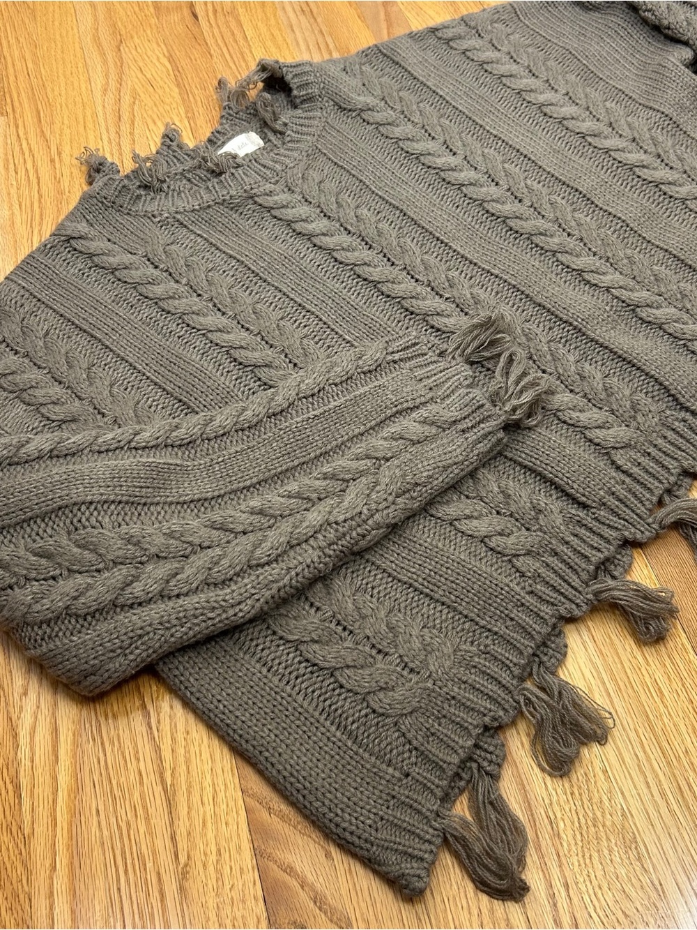Altar’d State Knit Crop Cable Fringe Sweater - Picture 9 of 11